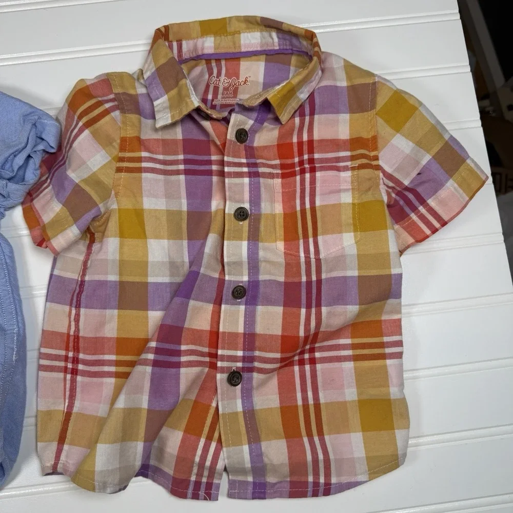 Lot Of Toddler Short Sleeve Button Up Shirts Toddler 18 Months Multicolor‎ Used